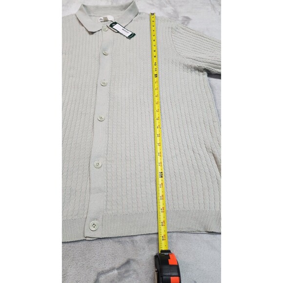 The Commons Men's Light Grey XL Ribbed Short Sleeve Button Down Shirt NWT - Picture 7 of 9
